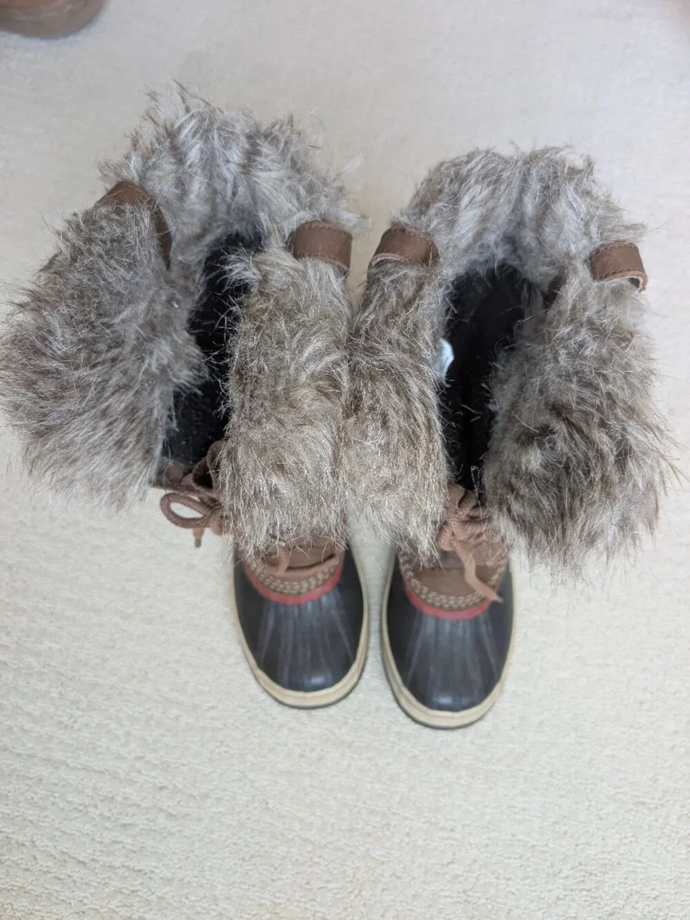 Sorel Boots 8 Joan Of Arctic Brown Camel Suede Waterproof Faux Fur Tall Snow